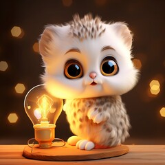 Canvas Print - flat logo of Cute baby lamp with big eyes lovely little animal 3d rendering cartoon character 