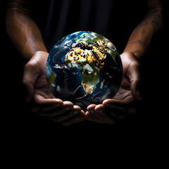 Poster - A pair of hands holding a globe.