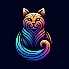 vector cat line art gradient logo