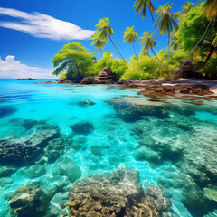 Sticker - Tropical paradise with crystal-clear turquoise waters