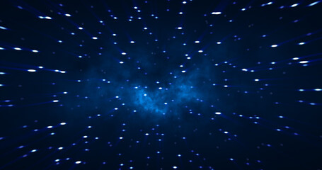 Wall Mural - Abstract cosmic background of energetic bright glowing magical stars on a dark sky background