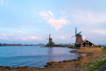 Wall Mural - Dutch city early one morning whit sunrise