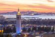 Sather Tower at UC Berkeley and San Francisco City Skyline
