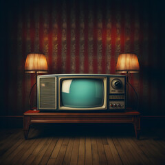 Canvas Print - Retro television with static on the screen.