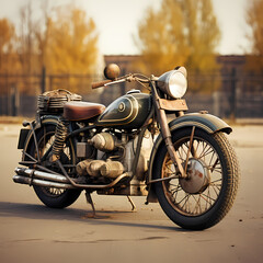 Sticker - Vintage-style photo of a classic motorcycle.