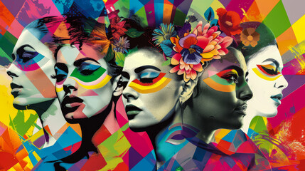 Wall Mural - Collage celebrating the togetherness and vibrancy of the LGBT community.