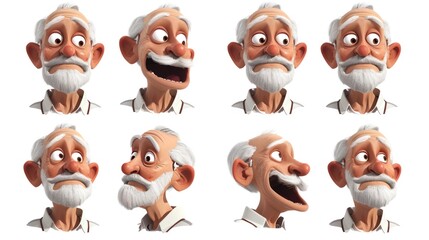 Wall Mural - old man with different expressions