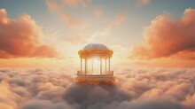 Motion Sunset Over The Clouds With Gazebo