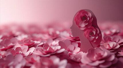 Wall Mural - close up of pink rose petals,  International Women's Day background with copy space, Women's day holiday