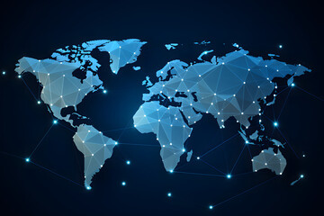 global network connection illustration world map point generated with ai