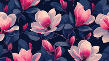 Lovely Seamless Pattern With Exotic Magnolia.