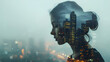 © suldev - Double exposure of a woman'head with urban landscape in the background