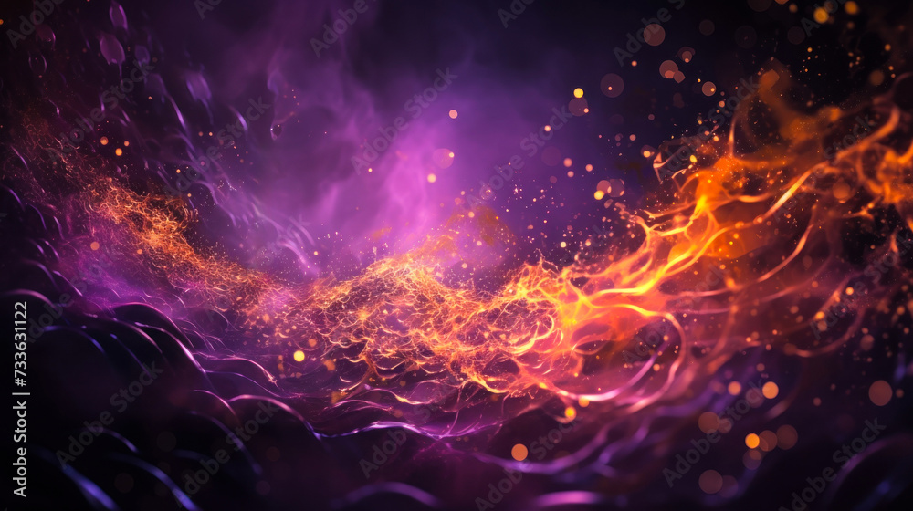 Magical swirl of sparkling particles in a dreamy purple haze, embodying ...