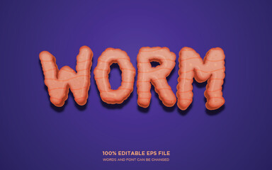 Fototapete - Worm 3d editable text style effect