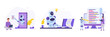 Coding bot, chat bot developed concept. Vector illustrations for banner, website, landing page, flyer.