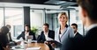 © Stock Pix - a boardroom setting, of a mature businesswoman confidently presenting her ideas to a group of attentive colleagues