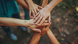 © standret - Stack of hands showing unity and teamwork