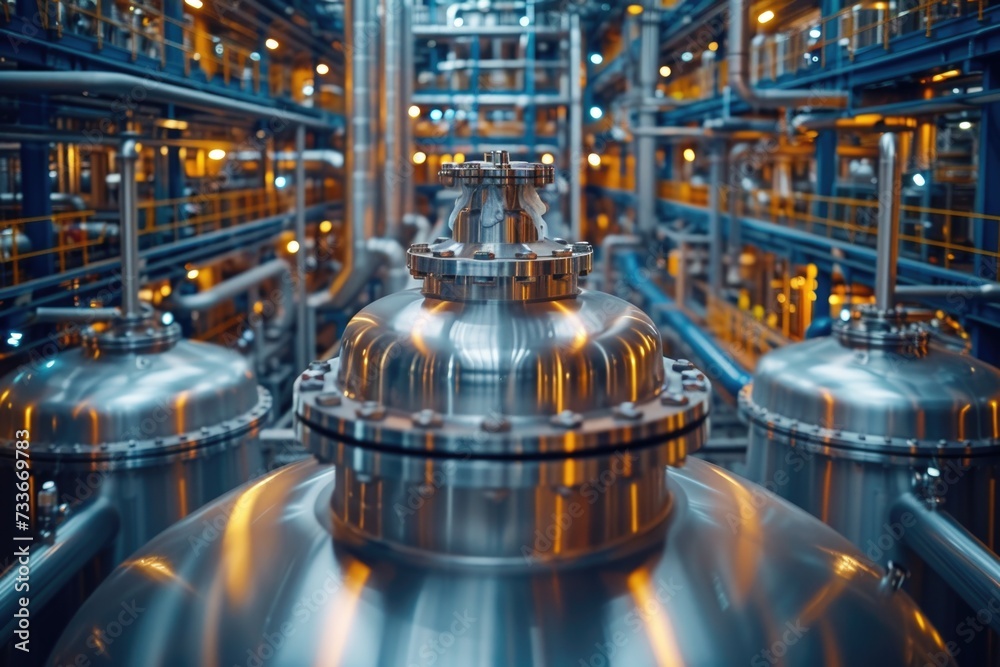 Tech Metals Lab Gleaming stainless steel dominates the frame, showcasing the high-tech ...