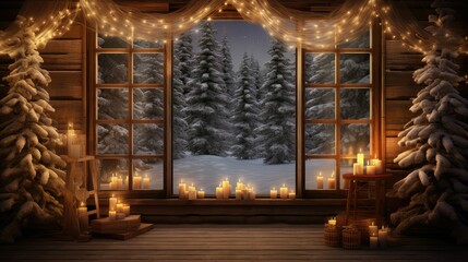 Poster - festive wood holiday background