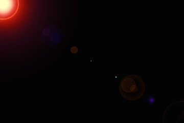 Poster - Lens flare on dark background for overlay, graphical resource concept design. Sunlight from the side, backdrop