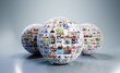 © Photocreo Bednarek - Social media balls with people pictures, online network concept