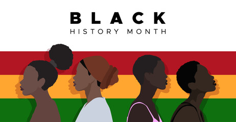 Wall Mural - February is Black History Month illustration of exotic and elegant African people. design for Black history month celebration banner. the concept of racial and ethnic equality