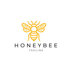 Poster - Honey bee line art logo icon design template