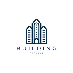 Wall Mural - Building line art logo icon design template