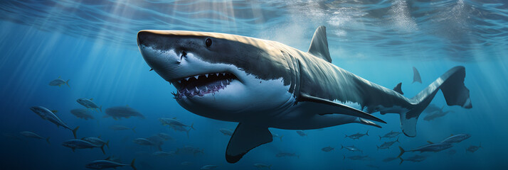 Wall Mural - Great white shark in his natural habitat
