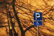 Accessibility parking sign reserved for handicapped person