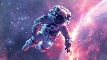 astronaut floating amidst celestial galaxies: a dance in the cosmos seamless looping 4k time-lapse v