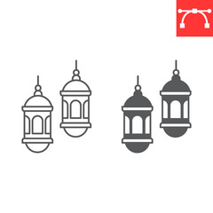 Wall Mural - Ramadan kareem lantern line and glyph icon, decoration and Islamic, Arabic lantern vector icon, vector graphics, editable stroke outline sign, eps 10.