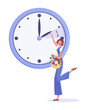 © MURAVAdesign - Daylight saving time and clock change to one hour ahead concept. Spring forward flat style vector illustration with happy girl with flowers changing time.