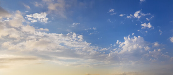 Wall Mural - morning sky with white cloud. flight, fly and aircraft concept. atmosphere weather background