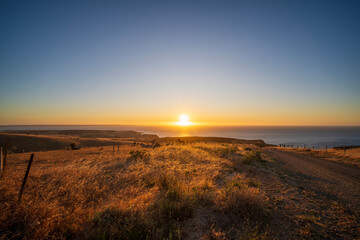 Sunset over the vast landscape of Cape Jervis