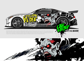 car livery design vector. abstract race style background with Zombie concept for vehicle vinyl sticker wrap