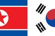 North and South Korea flags background