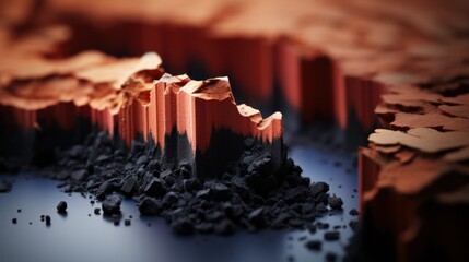 Poster - A close up of a rock formation with black and red colors, AI