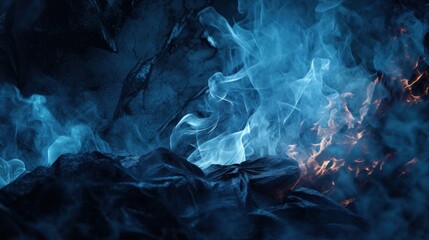 Canvas Print - A close up of a fire and some blue flames, AI