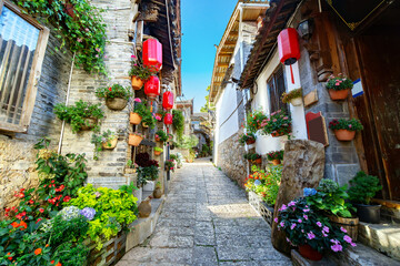 Sticker - The Old Town of Lijiang is a UNESCO World Heritage Site and a famous tourist destination in Asia. Yunnan, China.