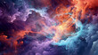 a colorful background with clouds and stars in the sky and a star in the center of the image is a bright orange, generative ai