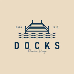 Wall Mural - docks line art logo minimalist, icon vector pier simple logo illustration design