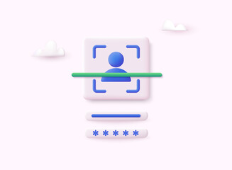 Poster - Account login and password form on smartphone app. User authorization, login authentication page, sign up concept. 3D Web Vector Illustrations.