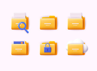 Poster - folder icon set. can be used for your website design, app, logo, ui. 3d web vector illustrations.