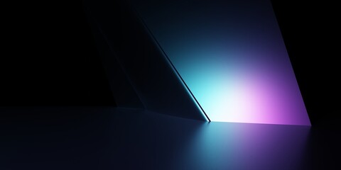 Wall Mural - 3d rendering of purple blue abstract showroom background dark. scene for advertising design, technol
