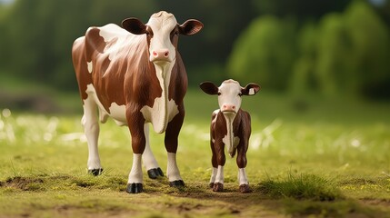 Wall Mural - livestock cow with calf