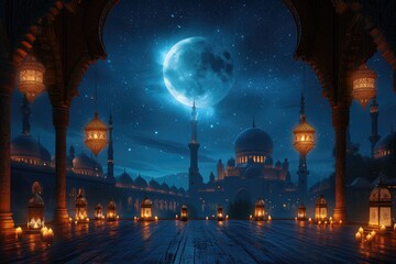 Wall Mural - islamic greeting card for Ramadan kareem or ied mubarak background