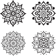 set of rangoli patterns vector illustration