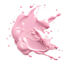 Wall Mural - pink liquid, yogurt spill top view isolated on transparent background