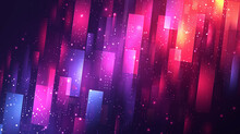Vibrant Abstract Artwork: Glowing Rectangles, Illuminated Particles, Gradient Hues Of Pink, Purple, And Blue